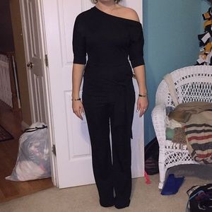 Black off the shoulder jump suit